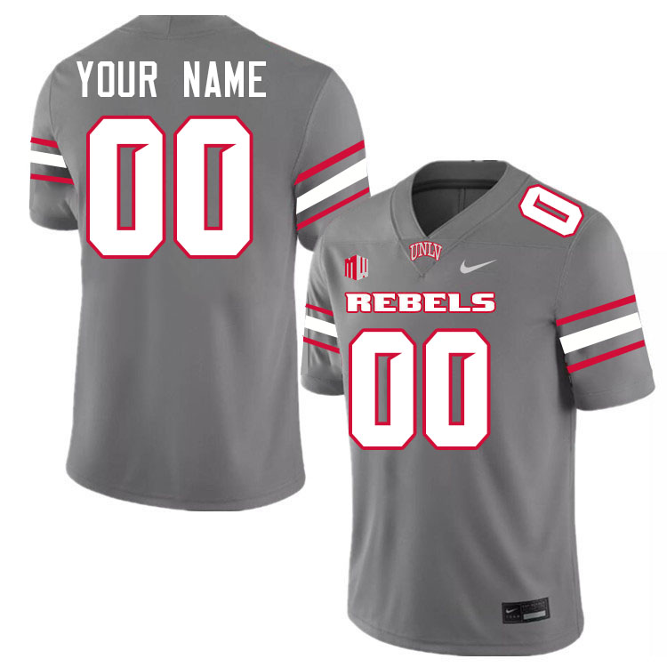 Custom UNLV Rebels Name And Number College Football Jersey-Grey